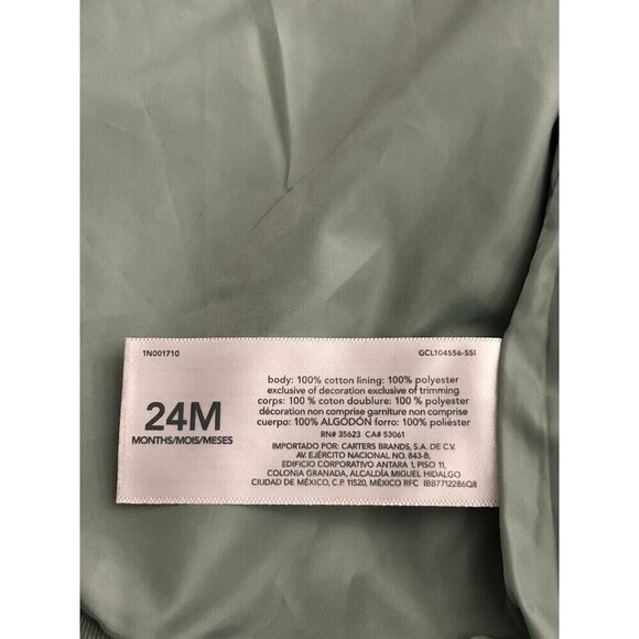 OshKosh B'Gosh Baby Girl Green Floral Tan Button Front Lightweight Jacket Sz 24M - Picture 7 of 9